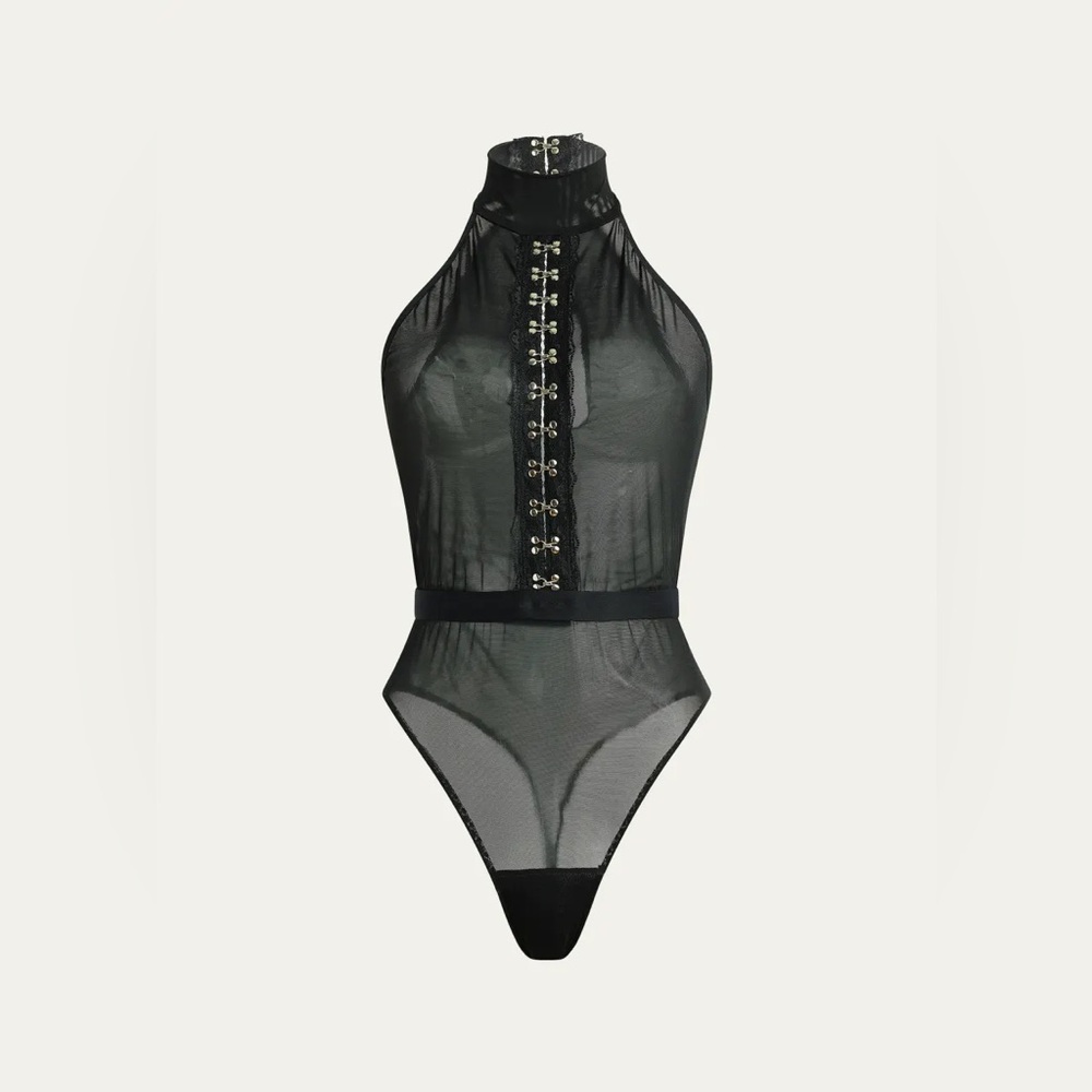 NWT HANKY PANKY X PRABAL GURUNG Hook-&-Eye Halter Bodysuit
